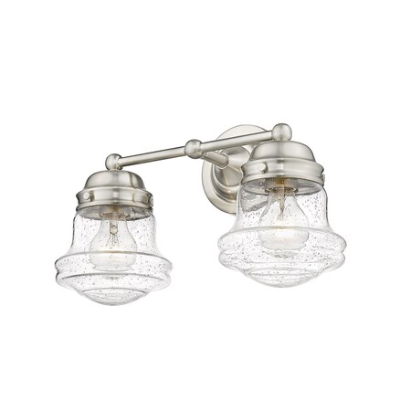 Z-Lite Vaughn 2 Light Vanity, Brushed Nickel And Clear Seedy 736-2V-BN